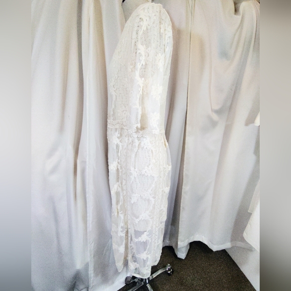 2 Pc:Banana Republic Lace Dress+Cardigan CoverUp, Ivory, Midi, 1/2 Sleeve, M/L - Picture 7 of 16